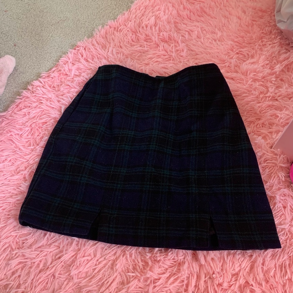 Hollister Green Plaid High Waisted Skirt